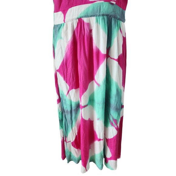 Busayo Collective Halter Neck Tie-Dye Maxi Dress Size 8 Sleeveless Pink & Green - Picture 3 of 8